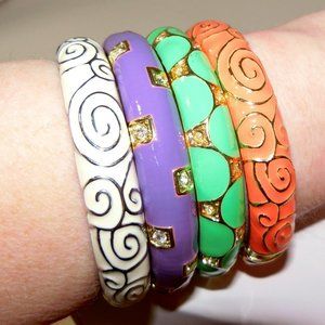 VTG Set of Runway Hinged Bangles, 1960's CHIC!